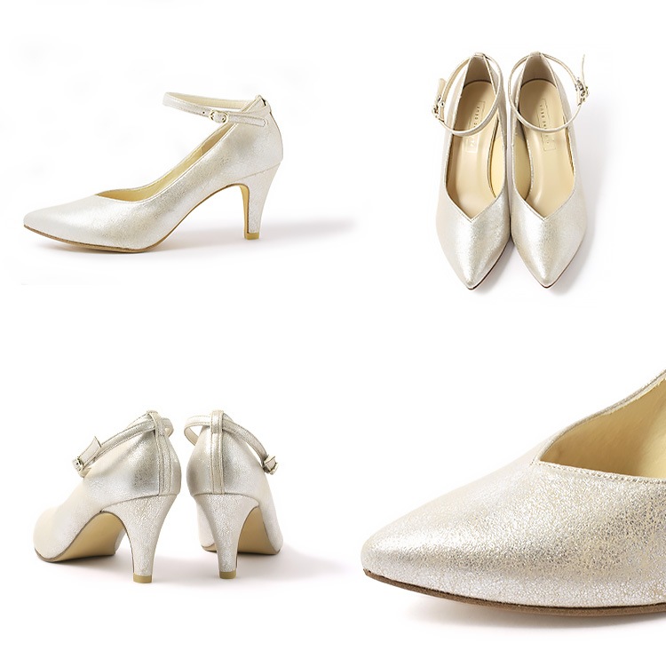 【SALE】 パンプス ハイヒール 2WAY ポインテッドトゥ  アンクルストラップ ヒール7cm  プラチナドゥ 104