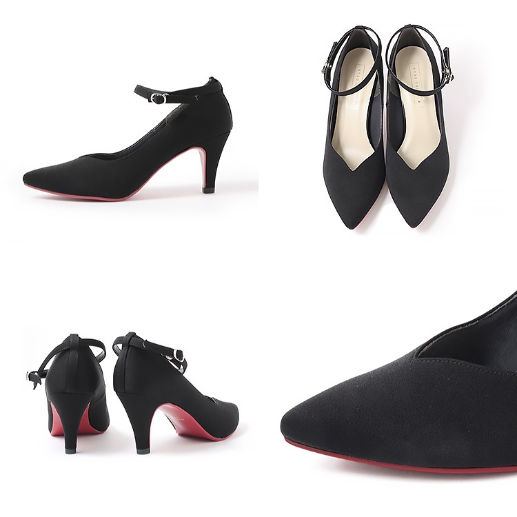 【SALE】 パンプス ハイヒール 2WAY ポインテッドトゥ  アンクルストラップ ヒール7cm  プラチナドゥ 104