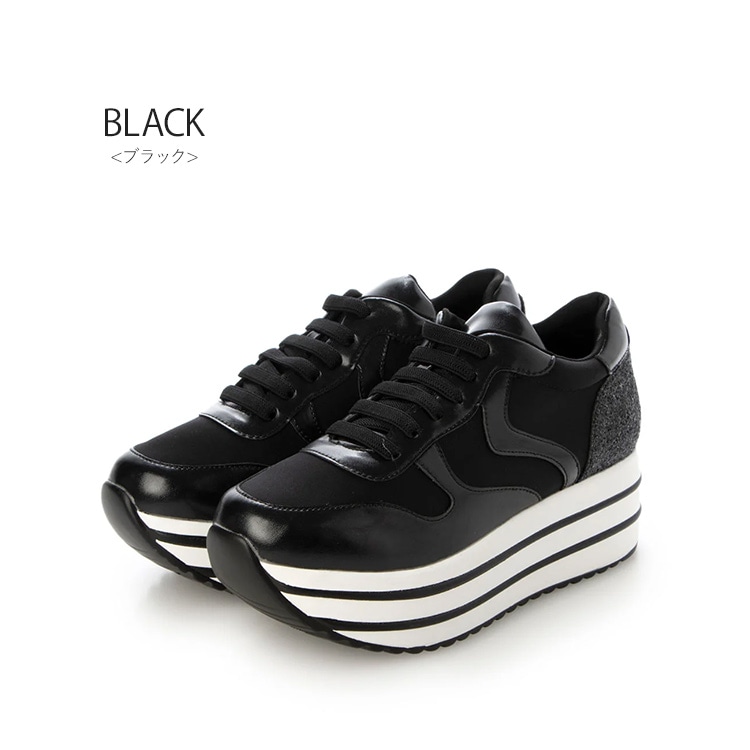 厚底 スニーカー 2025新作 6cmヒール レースアップ  ラメ フラット ゴムひも 紐靴 EVOL 5504