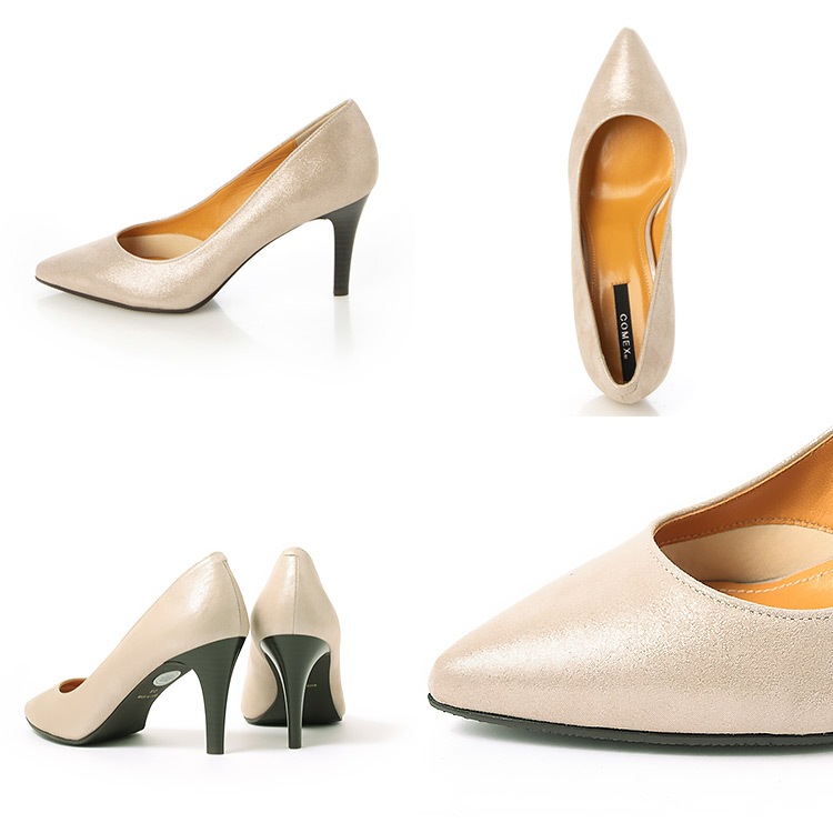 【SALE】コメックス パンプス ハイヒール  本革 日本製 ラメ アーモンドトゥ ヒール8cm COMEX 6001