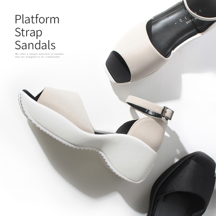 サンダル ハイヒール 軽量 アンクルストラップ ウエッジソール スクエアトゥ 厚底 フラット 2025春夏新作 6cmヒール 6256