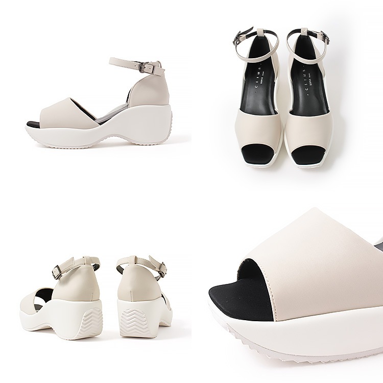 サンダル ハイヒール 軽量 アンクルストラップ ウエッジソール スクエアトゥ 厚底 フラット 2025春夏新作 6cmヒール 6256