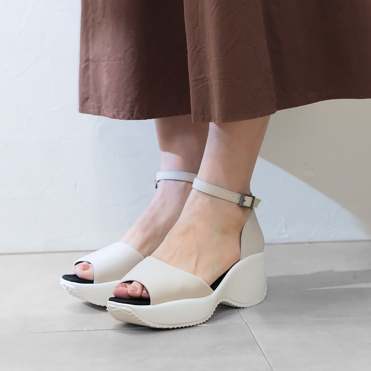 サンダル ハイヒール 軽量 アンクルストラップ ウエッジソール スクエアトゥ 厚底 フラット 2025春夏新作 6cmヒール 6256