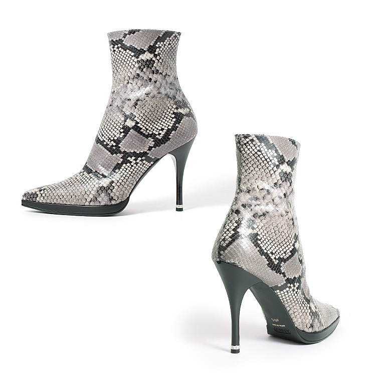 COMEX ショートブーツ 26.5cm ヘビ柄  ハイヒール ヒール11cm 本革 日本製 ポインテッドトゥ レザー コメックス 5743