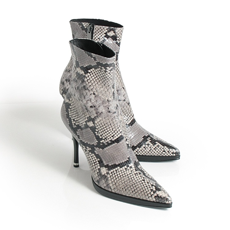 COMEX ショートブーツ 26.5cm ヘビ柄  ハイヒール ヒール11cm 本革 日本製 ポインテッドトゥ レザー コメックス 5743