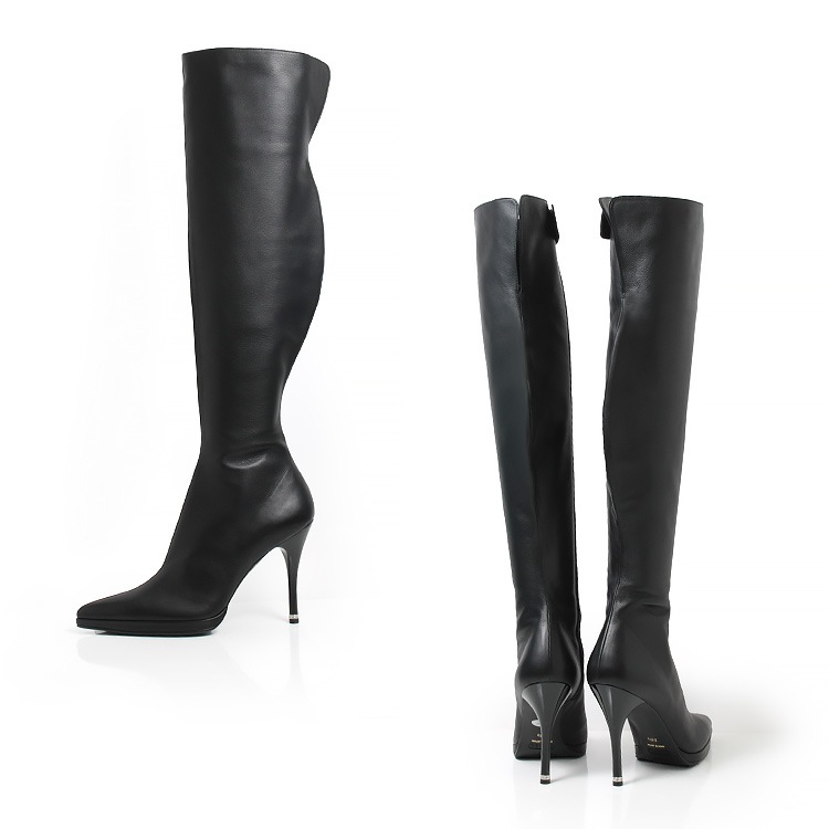 COMEX ニーハイブーツ 26.5cm ライブブーツ ハイヒール ヒール11cm 本革 日本製 ポインテッドトゥ レザー コメックス 5744