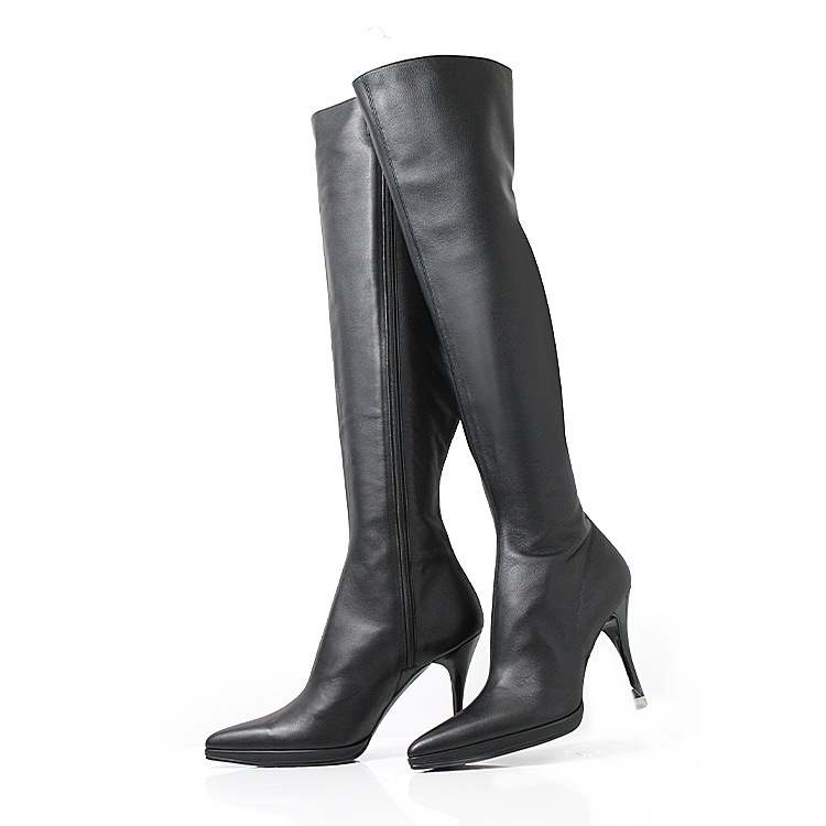 COMEX ニーハイブーツ 26.5cm ライブブーツ ハイヒール ヒール11cm 本革 日本製 ポインテッドトゥ レザー コメックス 5744