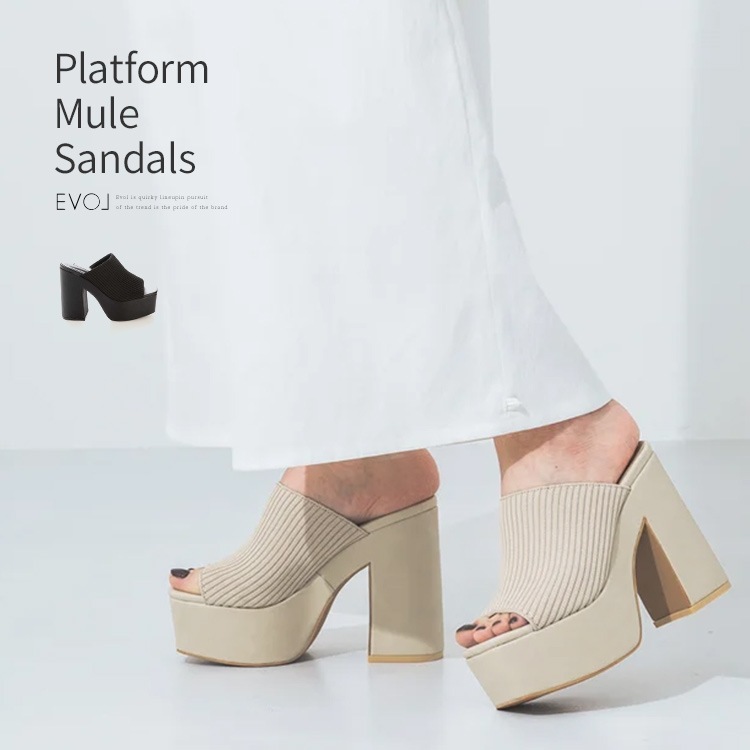 ミュールサンダル 厚底 ハイヒール  太ヒール 13cmヒール 2025新作 プラットフォーム チャンキーヒール サンダル 5587