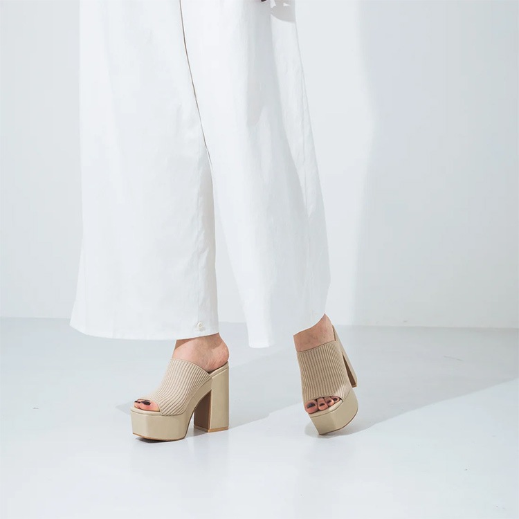 ミュールサンダル 厚底 ハイヒール  太ヒール 13cmヒール 2025新作 プラットフォーム チャンキーヒール サンダル 5587