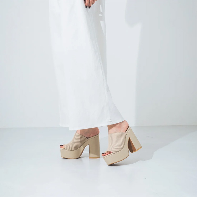 ミュールサンダル 厚底 ハイヒール  太ヒール 13cmヒール 2025新作 プラットフォーム チャンキーヒール サンダル 5587