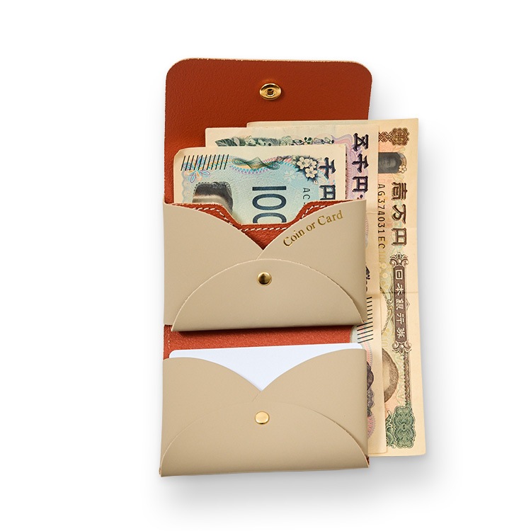 小銭かカードを選んで収納できる、小さい三つ折り財布｜ラバータッチレザー｜TINY-004rt