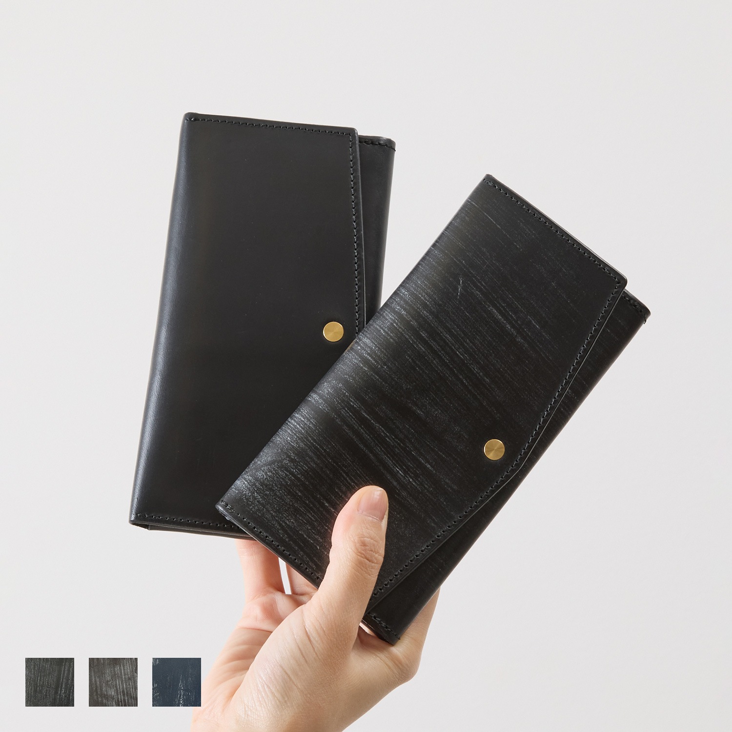 ブライドルレザーを使用した小さい長財布 ほぼ一万円札サイズ com-ono SLIM-008br