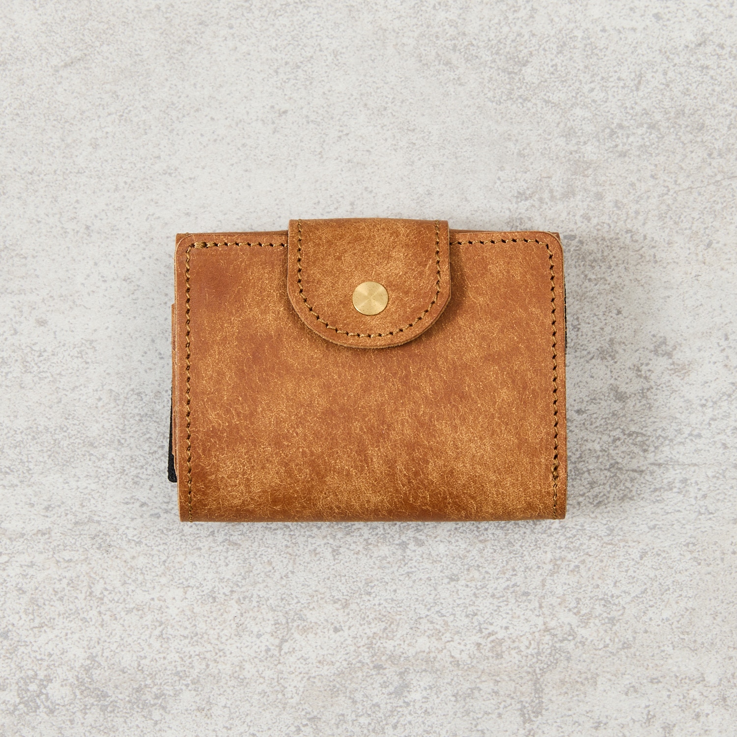 プエブロレザーを使用したお札を折らずに収納できる極小サイズの三つ折りミニ財布 Tiny-002pb / Pueblo