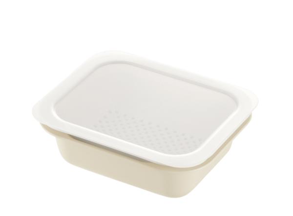 リッチェル コランダー&バット レクタングル M フタ付 アイボリー 12932 ※お取り寄せ品※|調理小物|キッチン