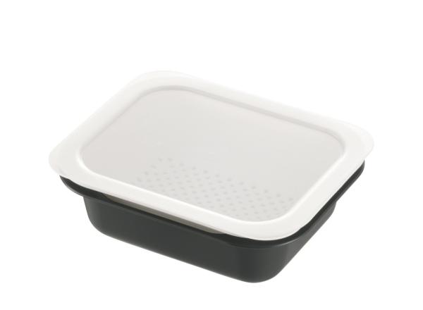 リッチェル コランダー&バット レクタングル M フタ付 ダークグレー 12935 ※お取り寄せ品※|調理小物|キッチン