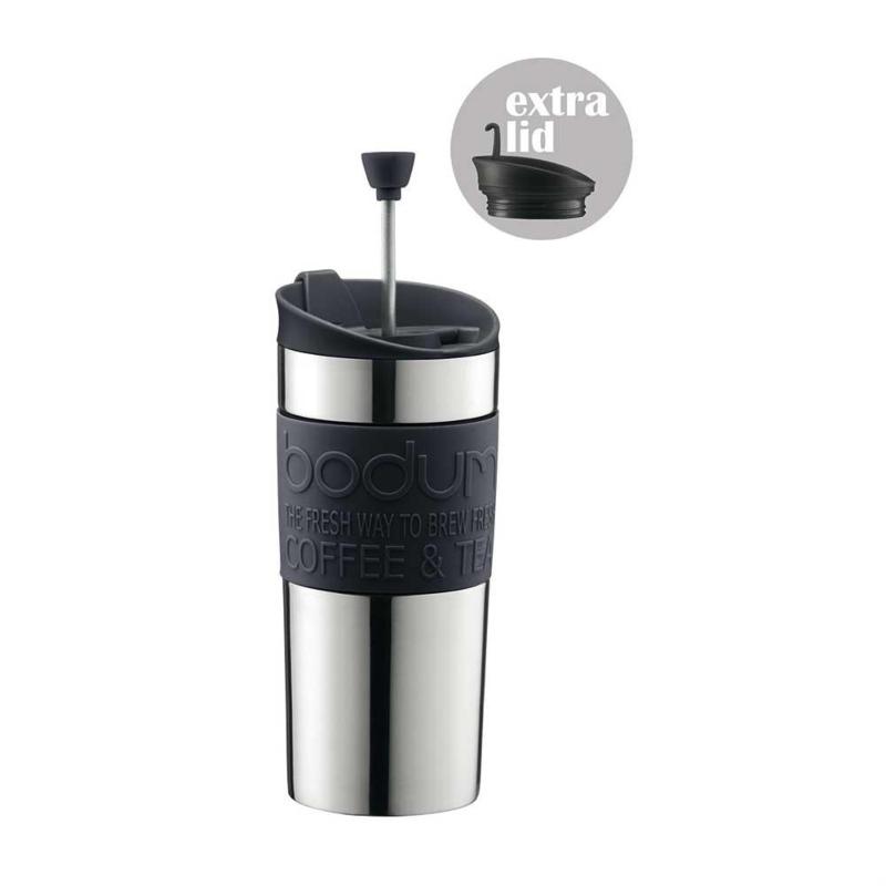 ボダム(bodum) トラベルプレス 携帯用フレンチプレスコーヒーメーカー(マグ用リッド付き) ブラック K11067-01|ティー・コーヒー用品|キッチン