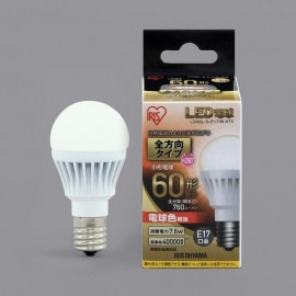 アイリスオーヤマ LED電球 E17口金 全方向 60W形相当 電球色 LDA8L-G-E17/W-6T5 【お取り寄せ品】|アイリスオーヤマ|テーマ別