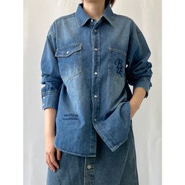 Eito stan エイトスタン 8OZデニム ボウタイ付き 刺繍シャツ E10279H ネイビー 【代引き支払い不可】【店舗受取送料無料】-HW-|Eito stan エイトスタン|ファッション