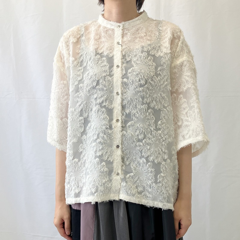 ポリーヌブロー　【新品】シアーロングシャツ ブラック Pauline bleu ポリーヌブロー フリンジシアーシャツ 17015 【代引き