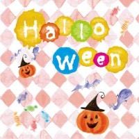 ハロウィン水彩チェックミニタオル
