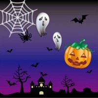 ハロウィンpopなかぼちゃとオバケミニタオル