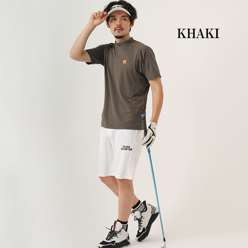 国産バックラインプリント半袖モックネックカットソー【GREED MONSTER】