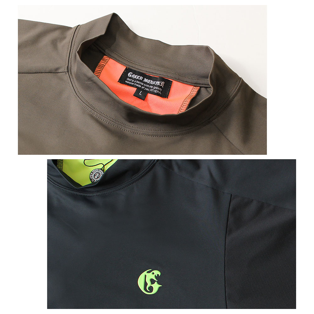 国産バックラインプリント半袖モックネックカットソー【GREED MONSTER】