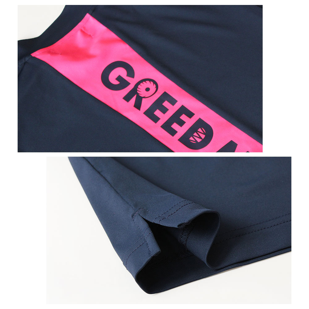 国産バックラインプリント半袖モックネックカットソー【GREED MONSTER】