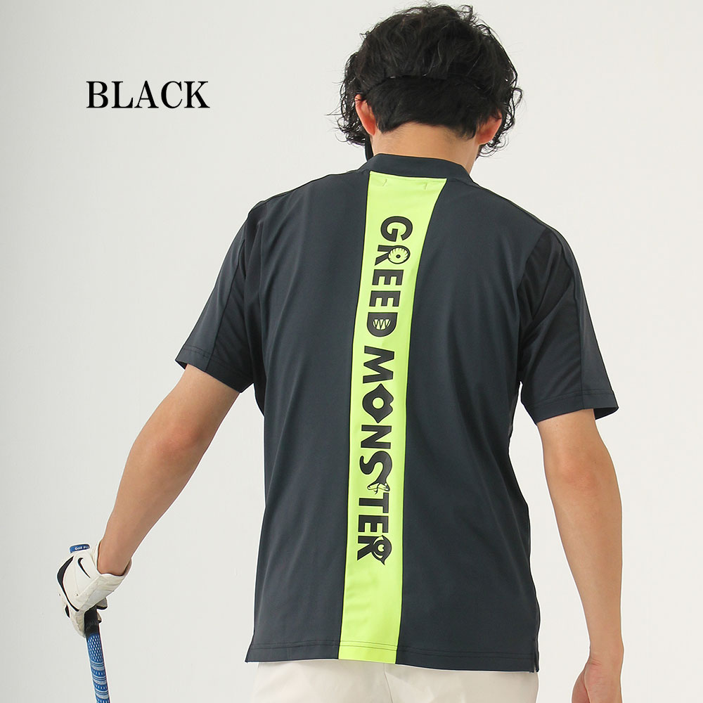 国産バックラインプリント半袖モックネックカットソー【GREED MONSTER】