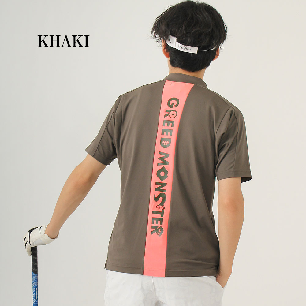 国産バックラインプリント半袖モックネックカットソー【GREED MONSTER】