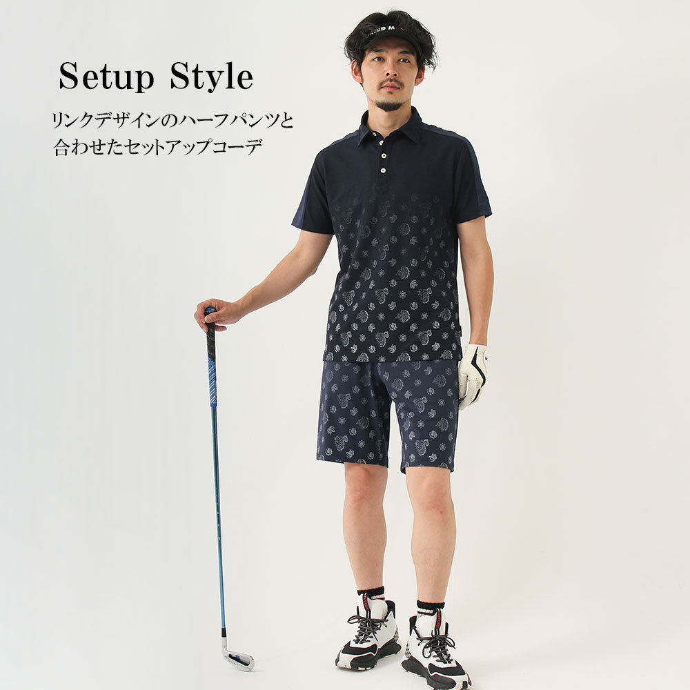 グラデーションモンスターモノグラム半袖ポロシャツ【GREED MONSTER】