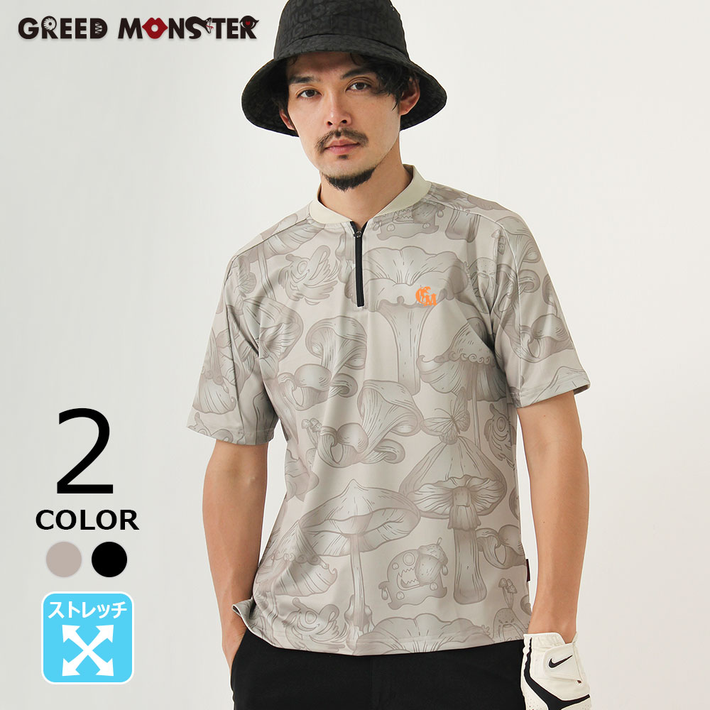 バックプリントマッシュモンスター半袖ハーフZIPカットソー【GREED MONSTER】