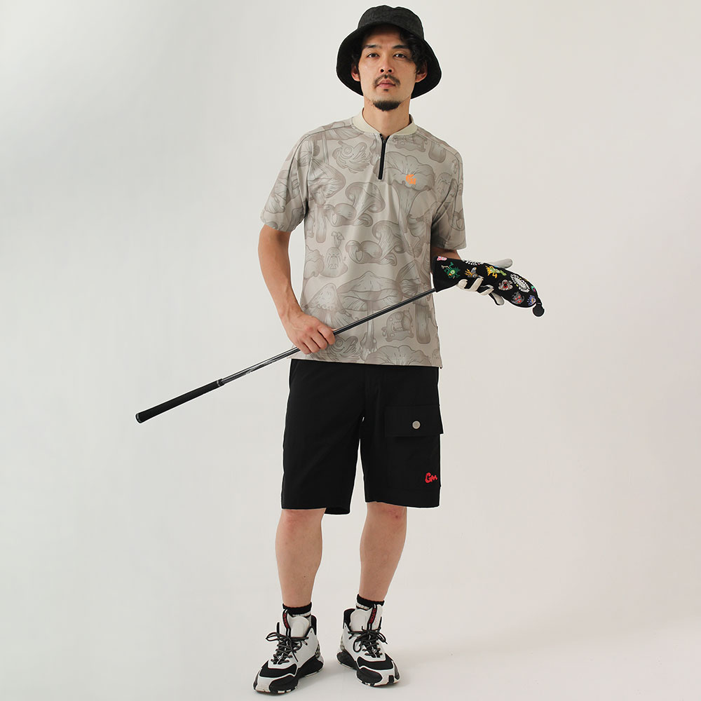 バックプリントマッシュモンスター半袖ハーフZIPカットソー【GREED MONSTER】