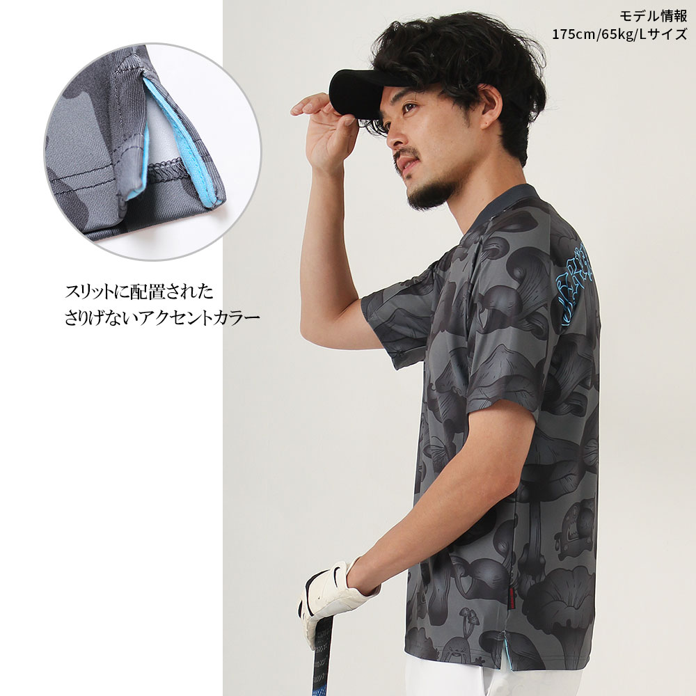 バックプリントマッシュモンスター半袖ハーフZIPカットソー【GREED MONSTER】