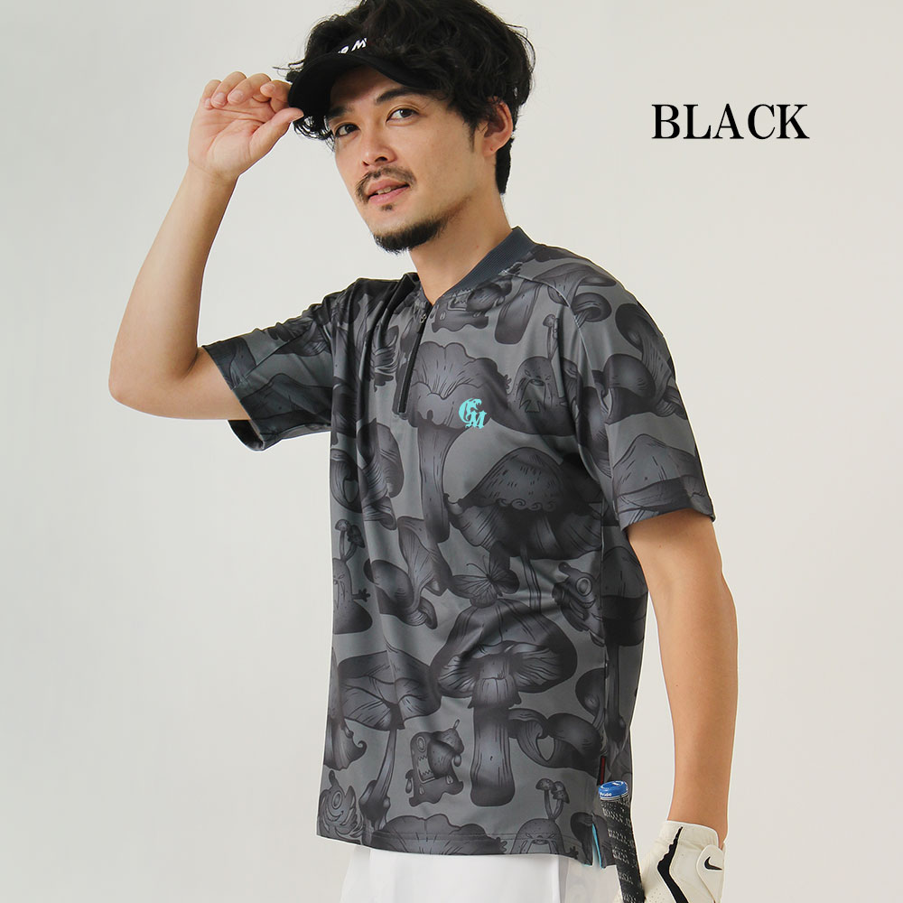 バックプリントマッシュモンスター半袖ハーフZIPカットソー【GREED MONSTER】