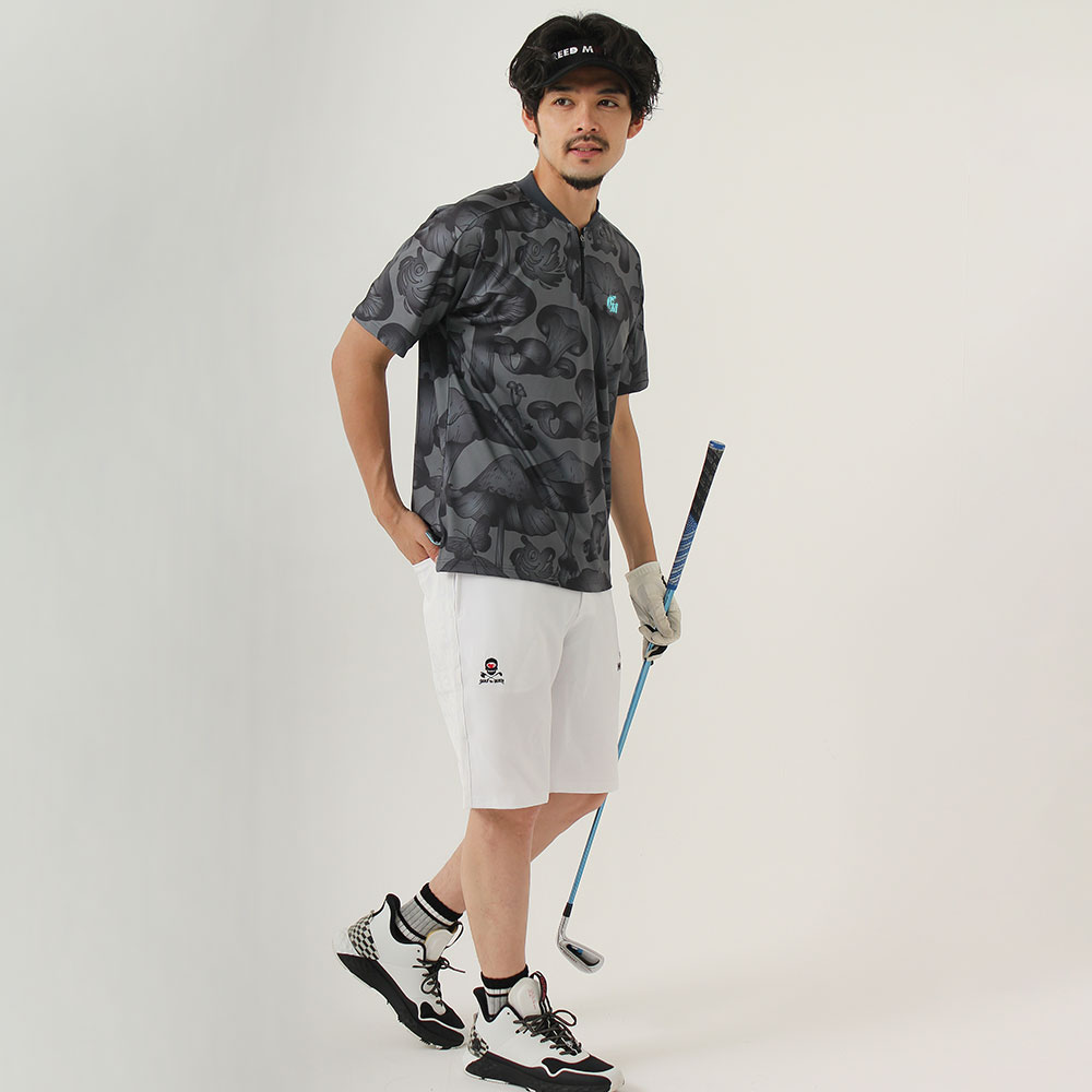 バックプリントマッシュモンスター半袖ハーフZIPカットソー【GREED MONSTER】