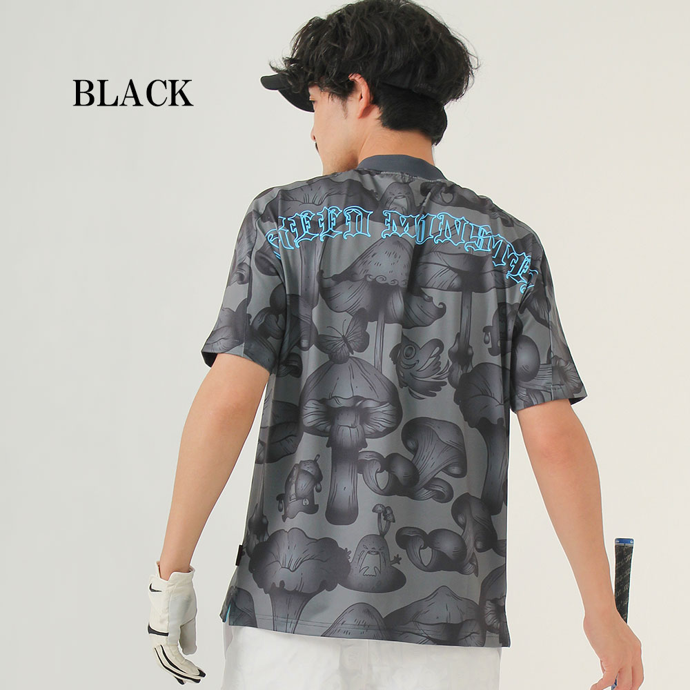 バックプリントマッシュモンスター半袖ハーフZIPカットソー【GREED MONSTER】