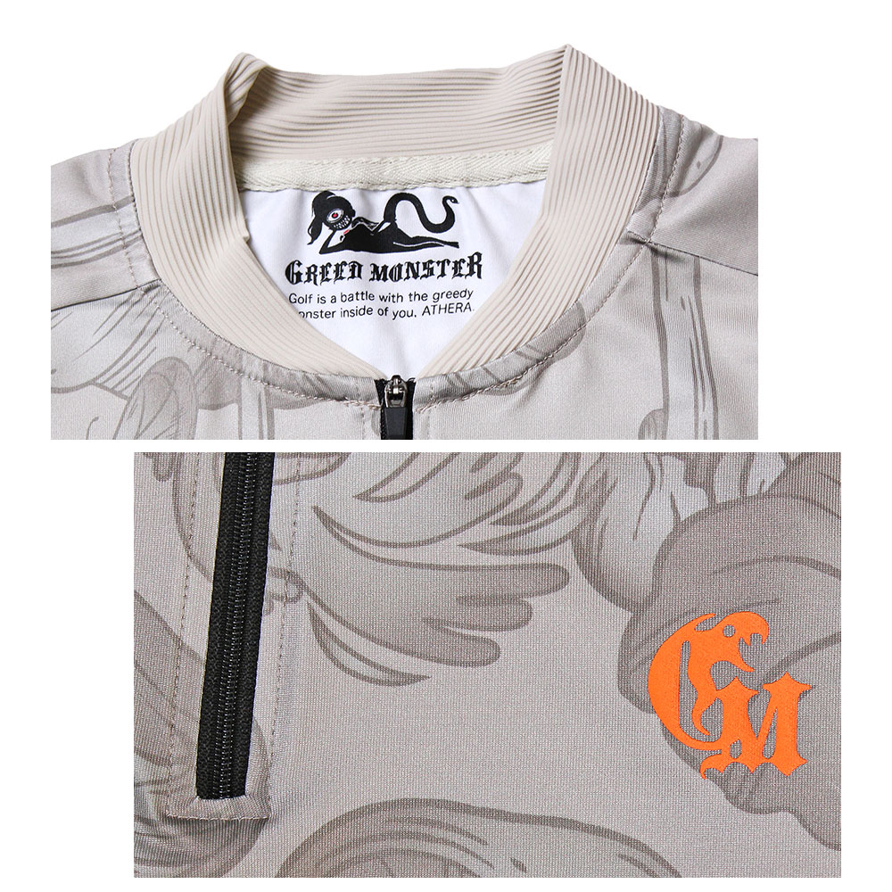 バックプリントマッシュモンスター半袖ハーフZIPカットソー【GREED MONSTER】