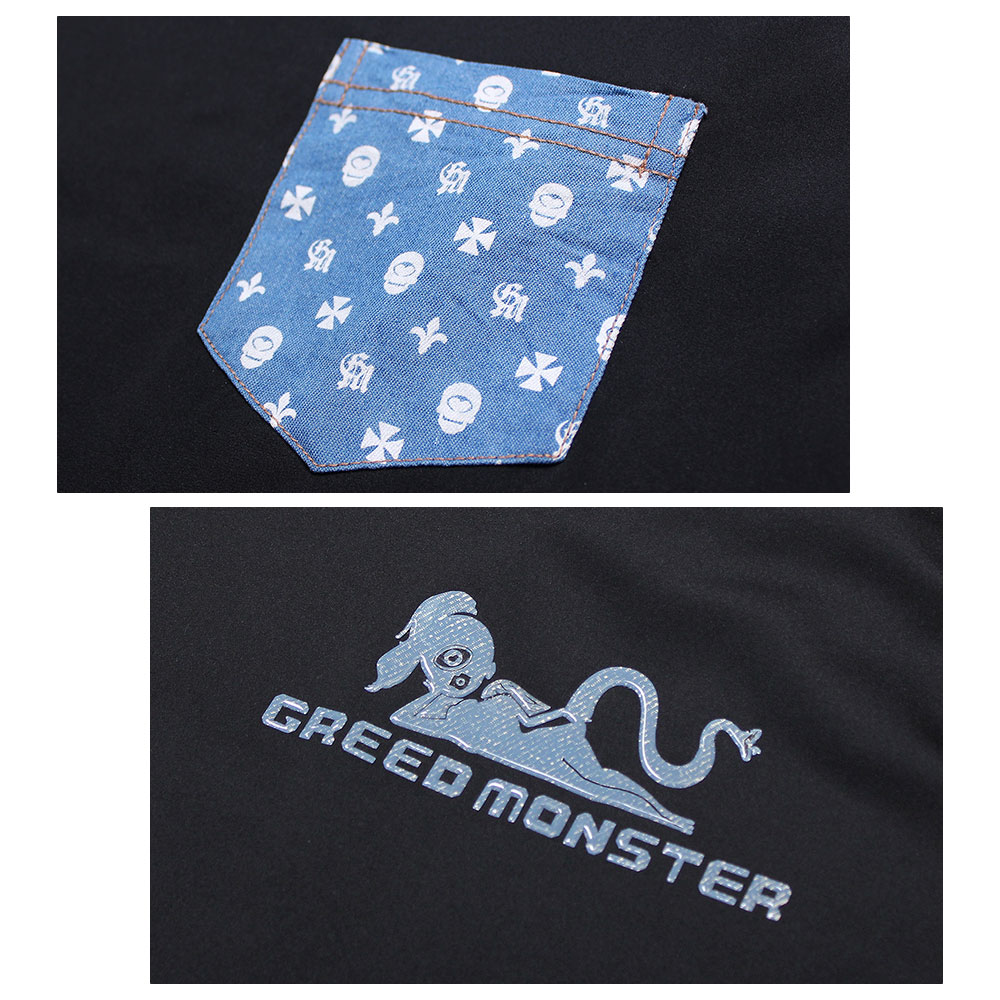 デニムポケットチェーンモックネック半袖カットソー【GREED MONSTER】