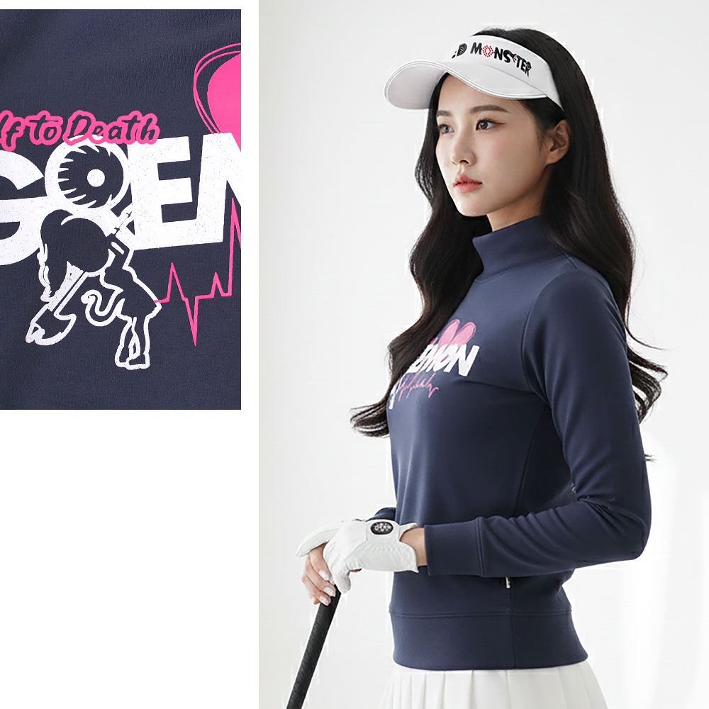 裏フリースハートロゴ長袖モックネックカットソー【GREED MONSTER】