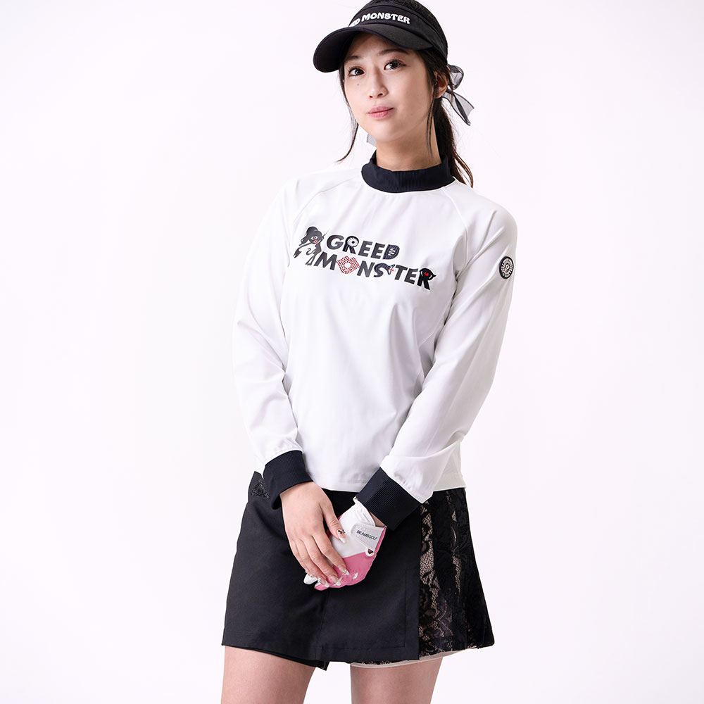 Multi pattern モックネック長袖カットソー