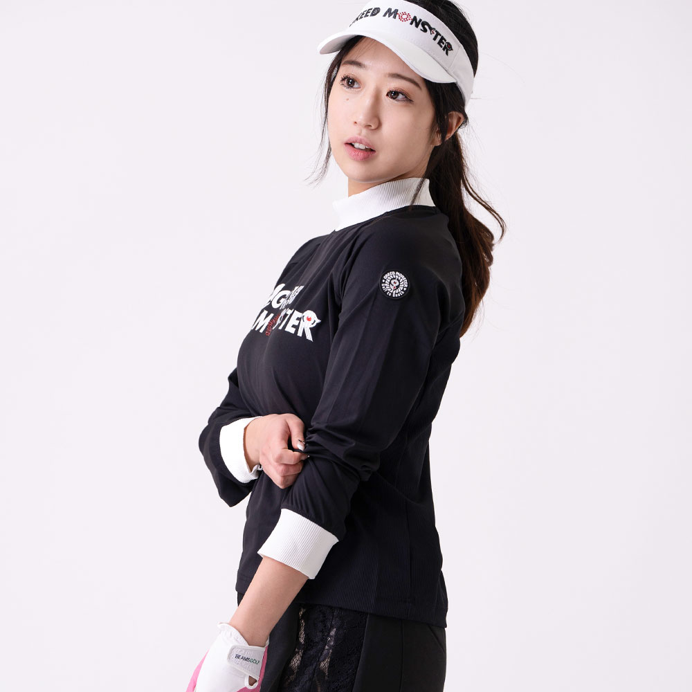 Multi pattern モックネック長袖カットソー