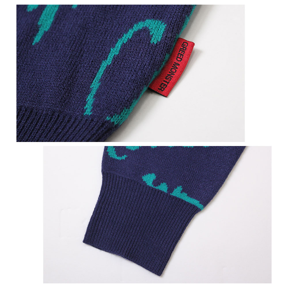 ジャガード総柄長袖ニット【GREED MONSTER】