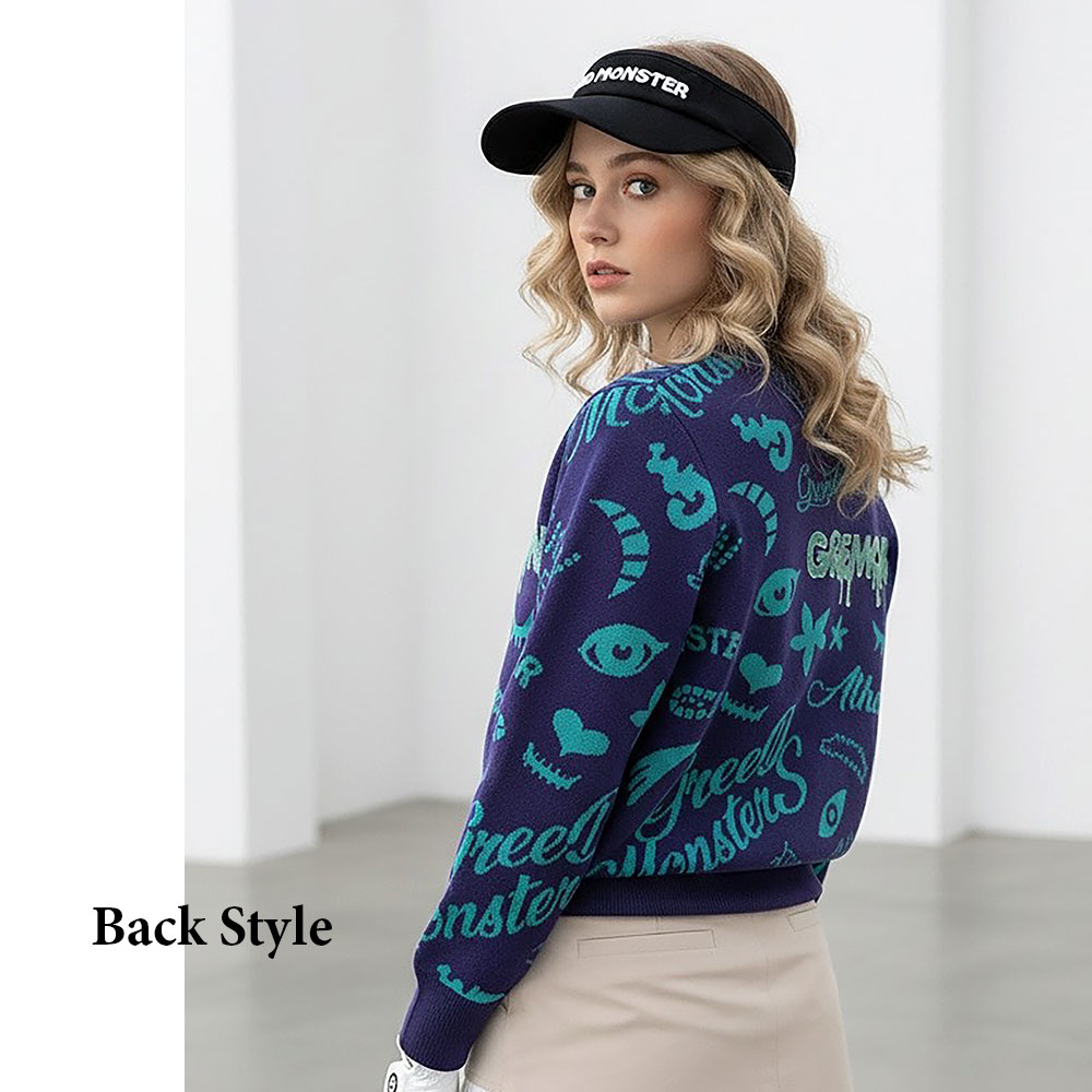 ジャガード総柄長袖ニット【GREED MONSTER】