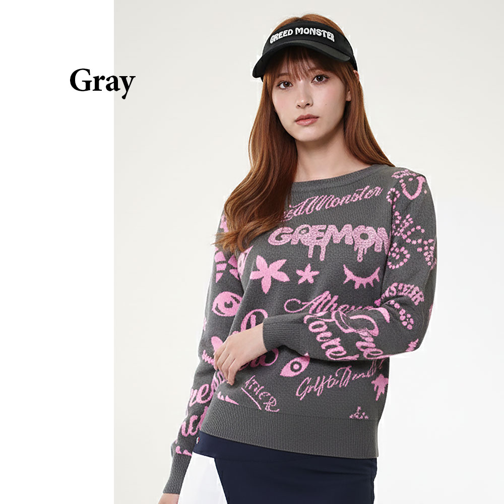 ジャガード総柄長袖ニット【GREED MONSTER】