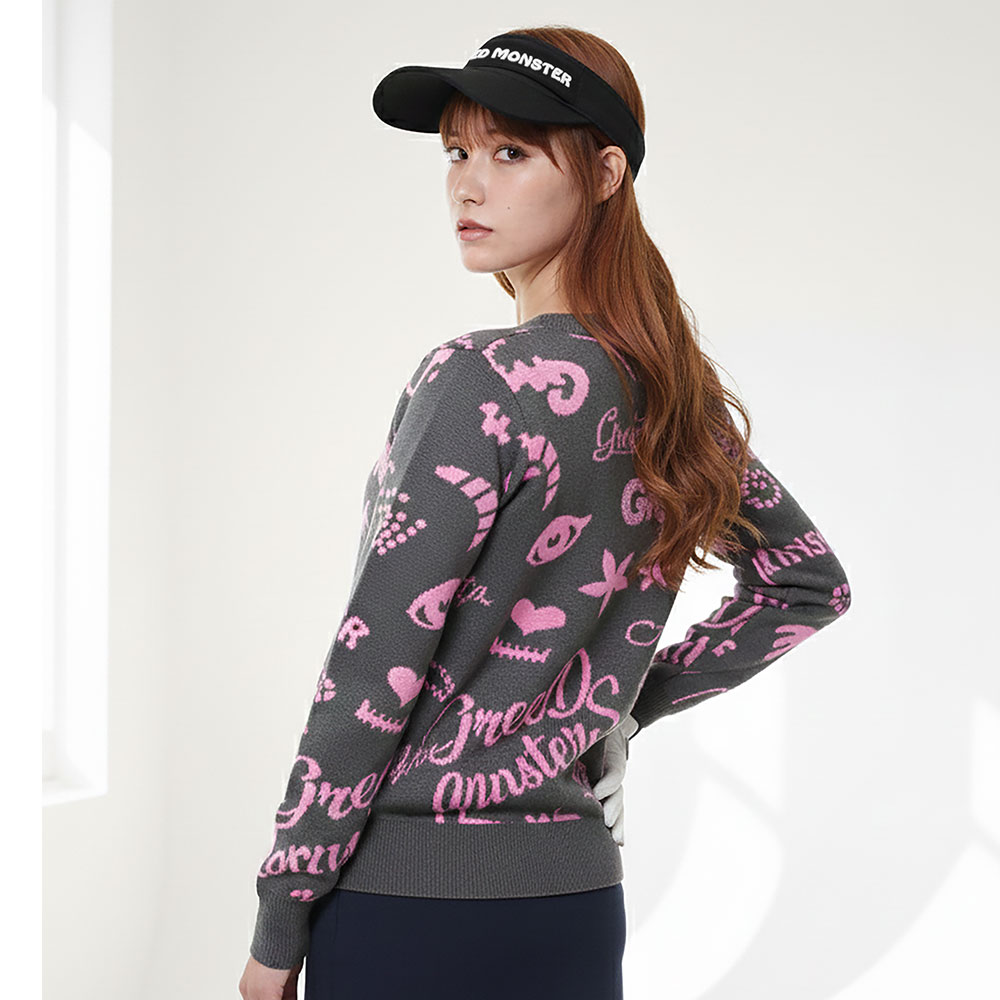 ジャガード総柄長袖ニット【GREED MONSTER】