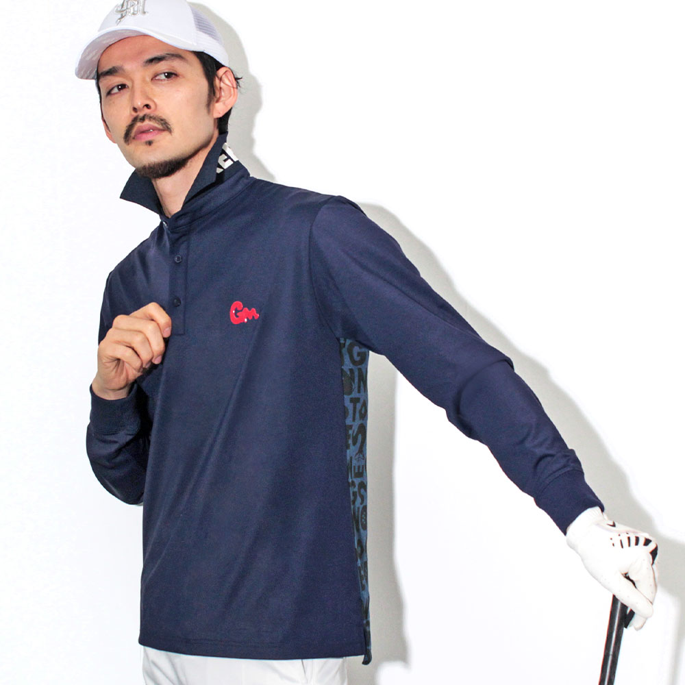 Back MONSTER Pattern 長袖ポロシャツ