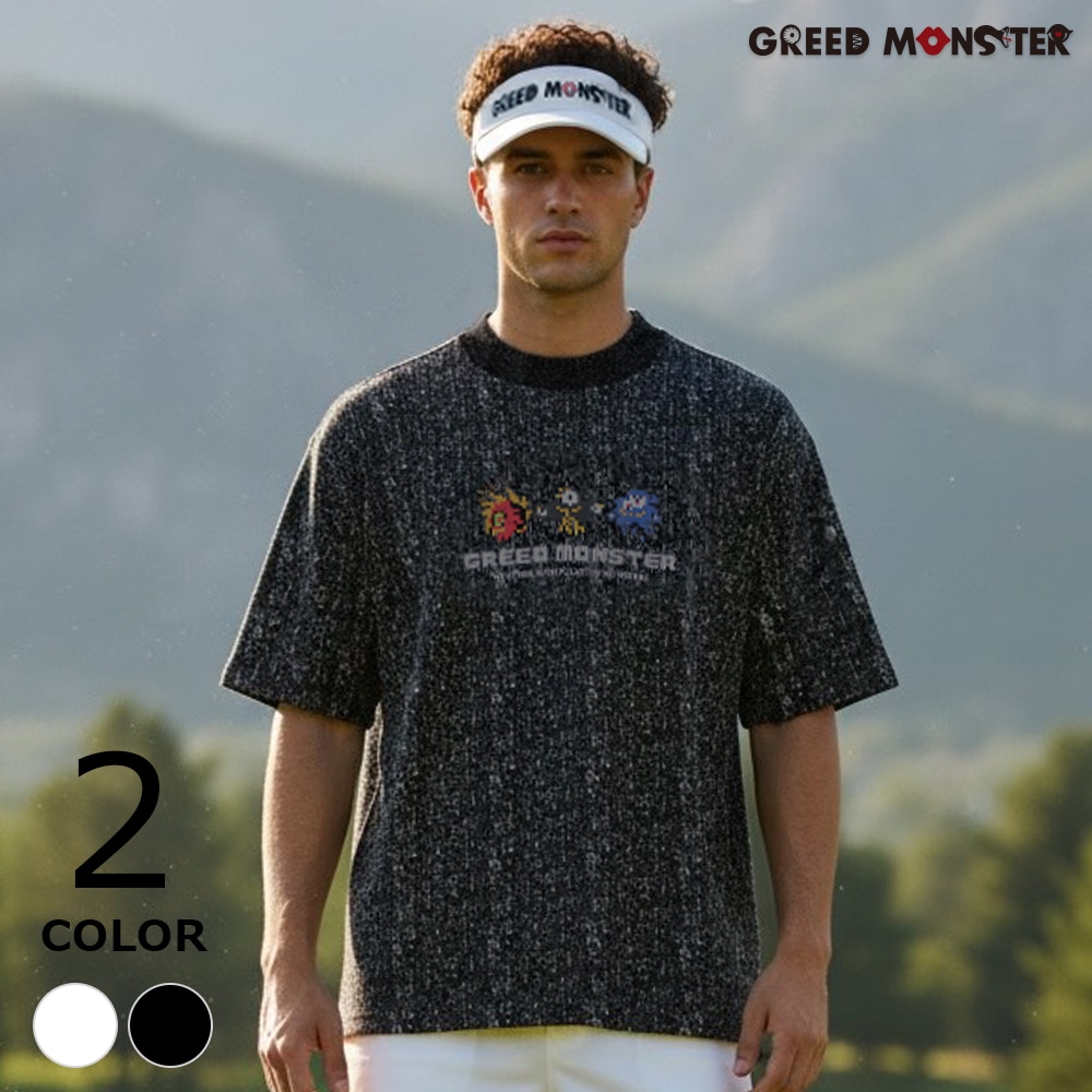 ドットモンスターデジタル総柄半袖モックネック【GREED MONSTER】