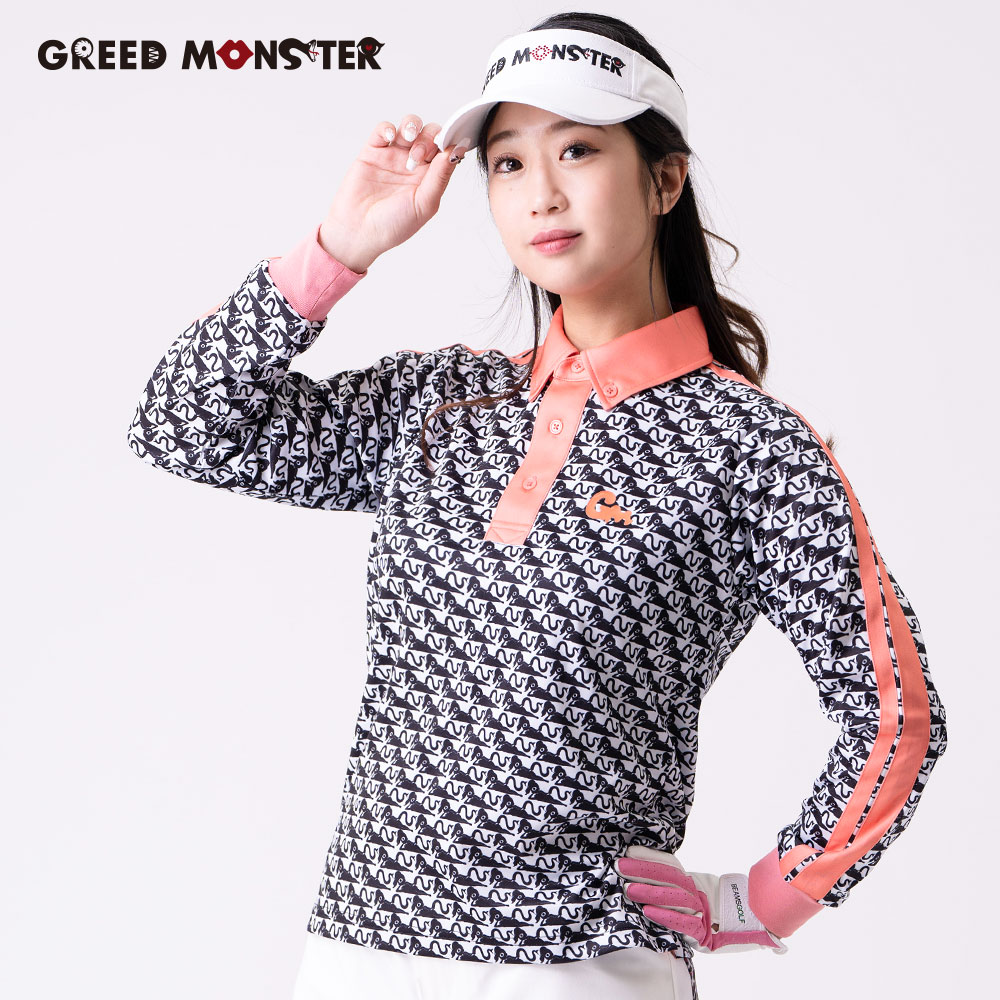 【GREED MONSTER】グリードモンスター ATHERA WHOLE PATTERN 長袖ポロシャツ