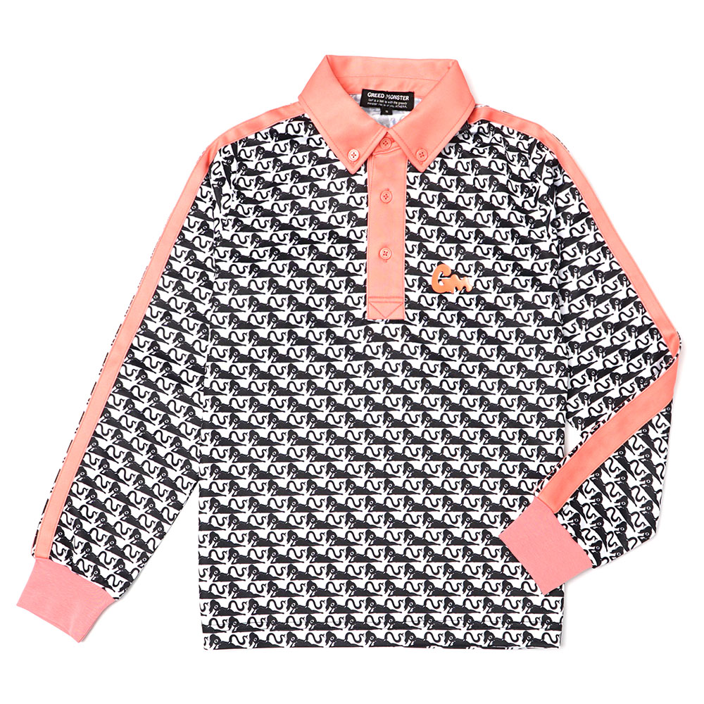 【GREED MONSTER】グリードモンスター ATHERA WHOLE PATTERN 長袖ポロシャツ